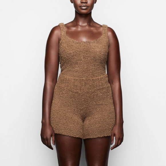 SKIMS Camel Cozy Knit Shorts Sleep Lounge Kim Kardashian Tan Brown - Picture 4 of 10